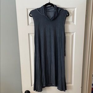 POL Blue / Gray cowl neck dress backless with fringe nwt large